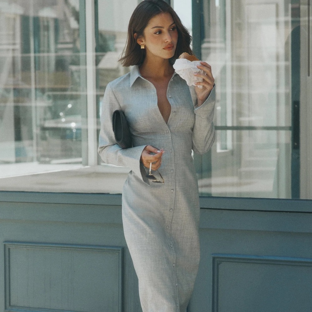 Meshki Gray Long Sleeve Dress